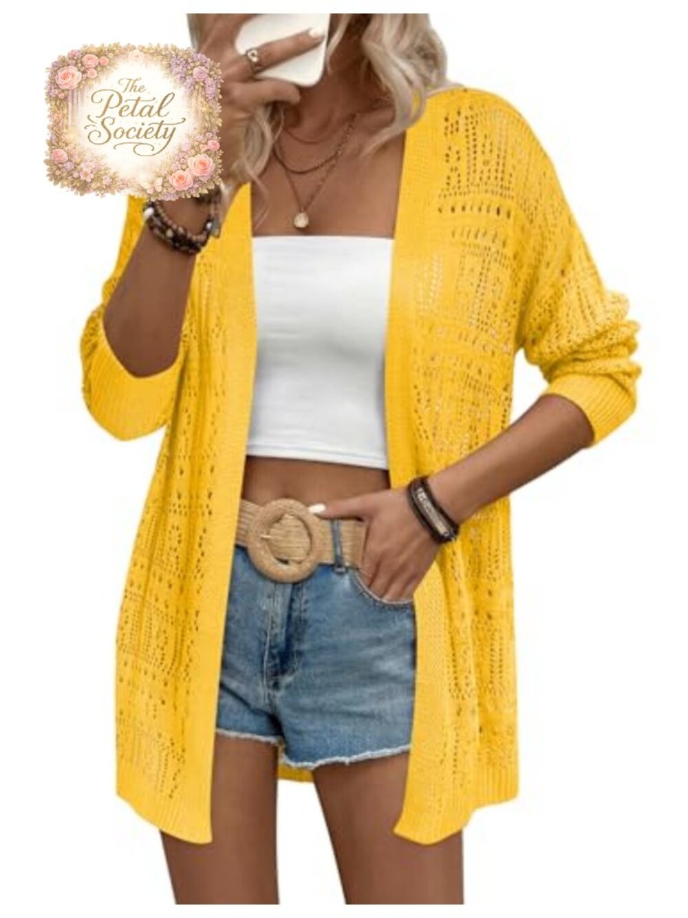 Crochet Cardigan Sweater Lightweight Boho Kimono Open Front